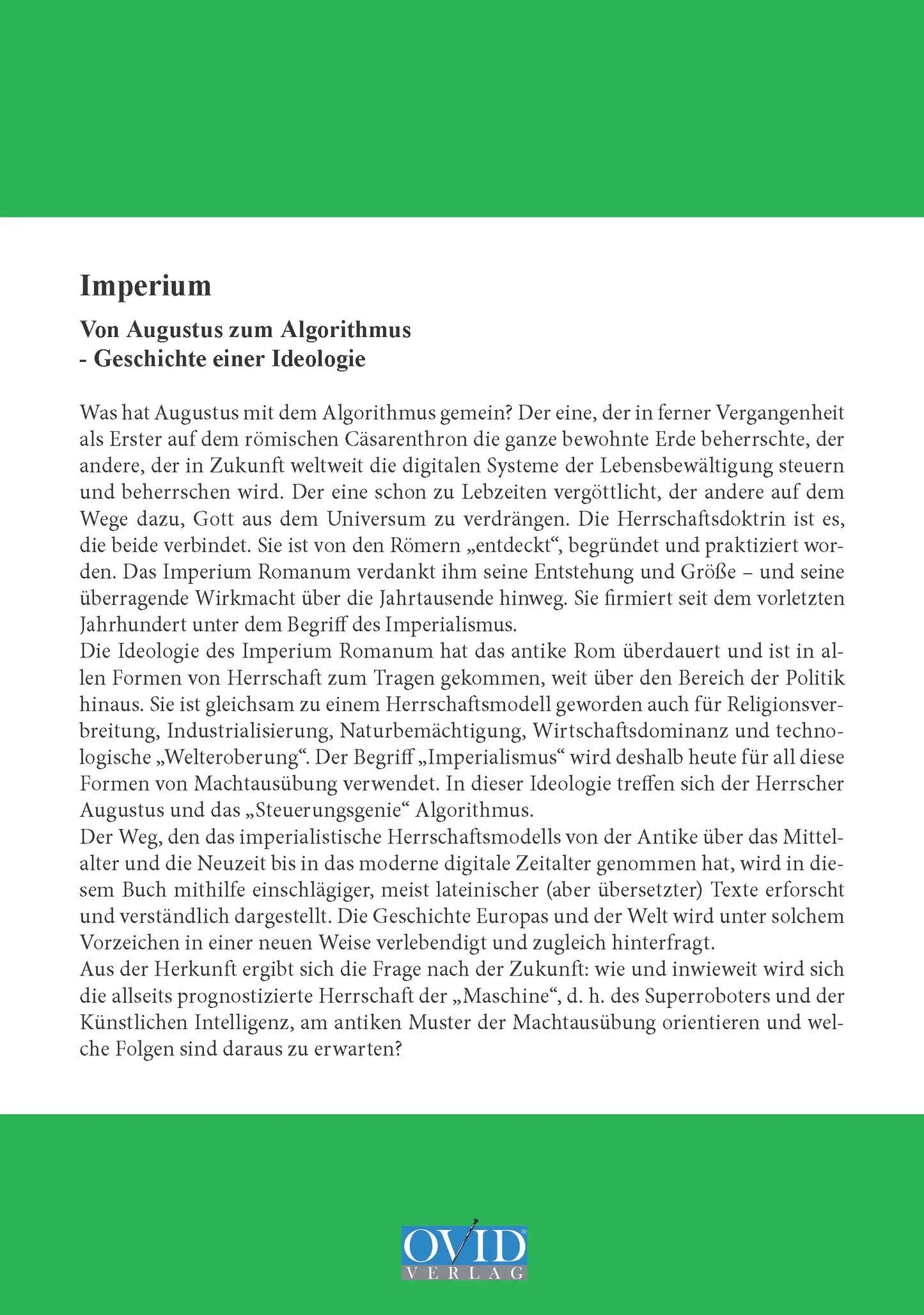 Essayband - 3. Imperium, von Augustus zum Algorithmus (2019)