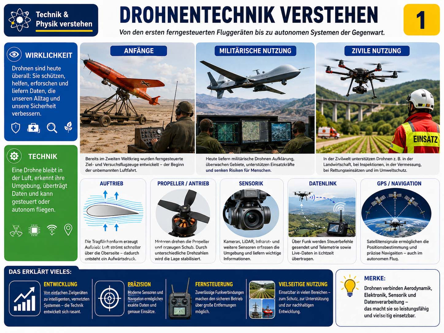 Physik - Lernposter Krieg als "Vater aller Dinge", Drohnen und Ethik