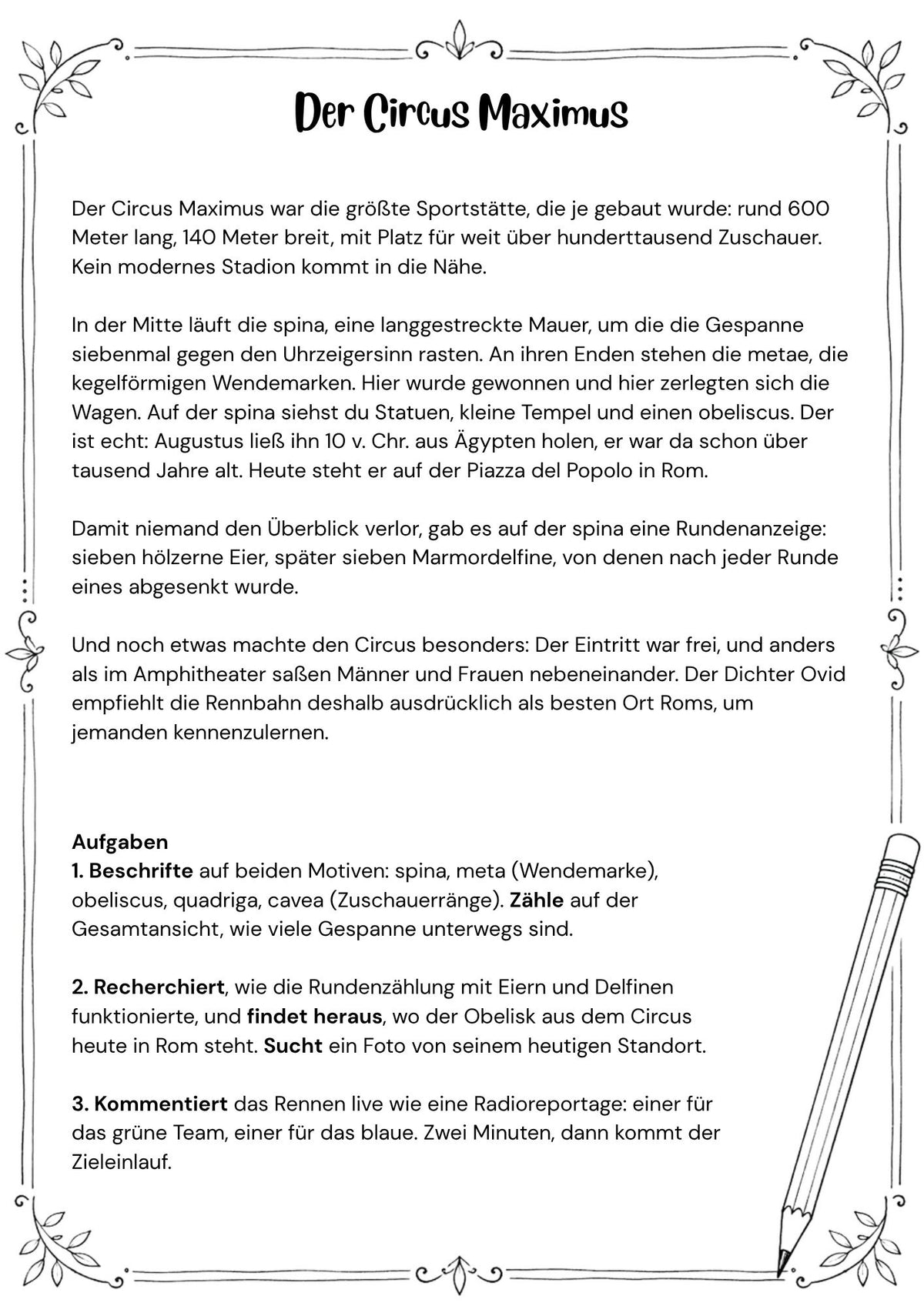 Malvorlagen für den Lateinunterricht (Malen und Lernen)