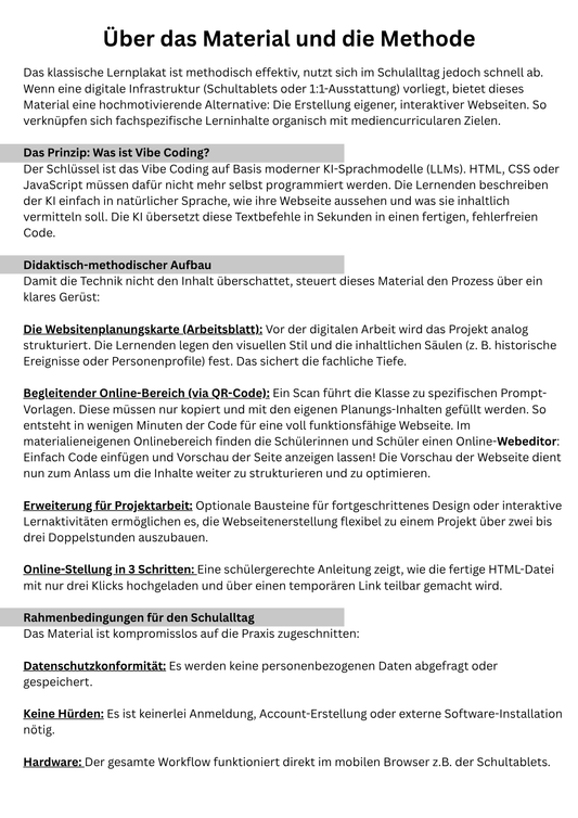 Webseiten im Unterricht bauen (Vibe-Coding und KI)
