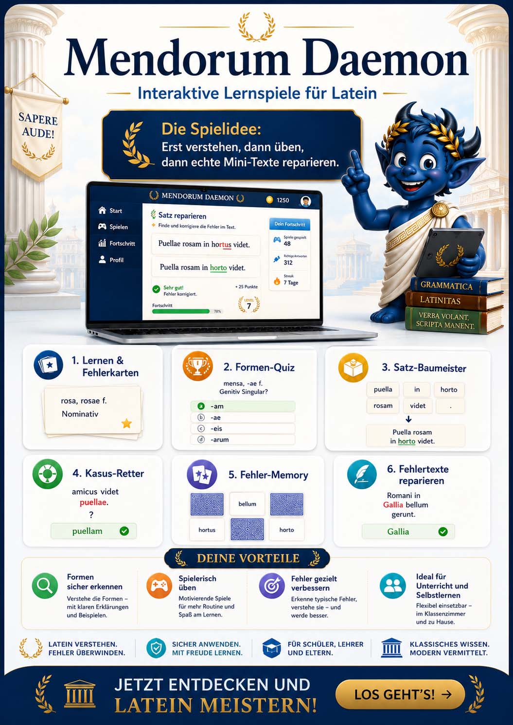 Digitales Lernspiel Latein - Fehlerteufel (1.-2. Lernjahr)