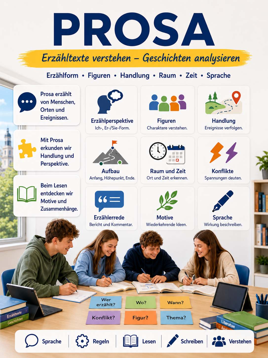 Deutsch - Lernposter zu Prosa (Gattungen)