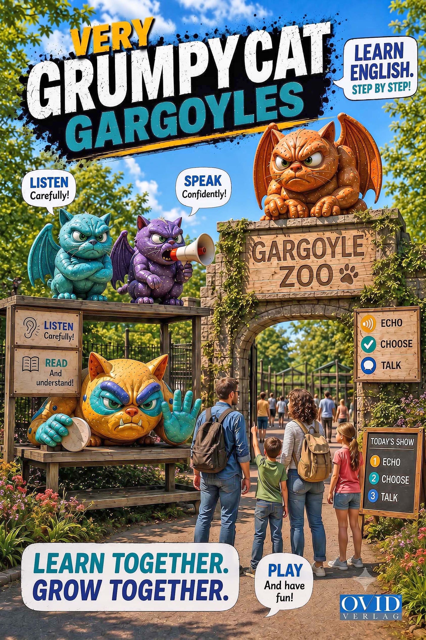 Englisch - aktivierende Sprachlernposter - Grumpy Cat Gargoyles