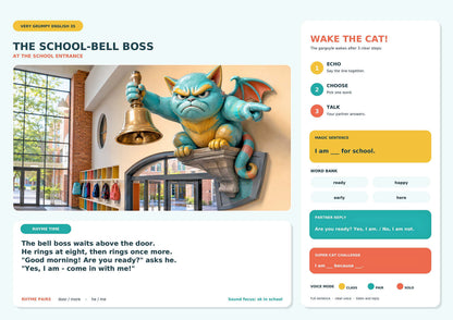 Englisch - aktivierende Sprachlernposter - Grumpy Cat Gargoyles