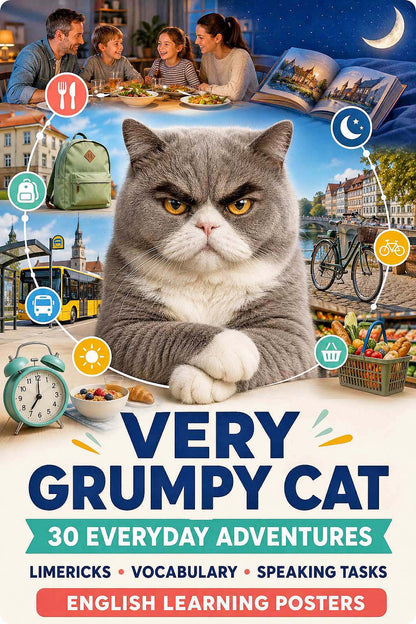 Englisch - aktivierende Sprachlernposter - Grumpy Cat mit Limericks 1