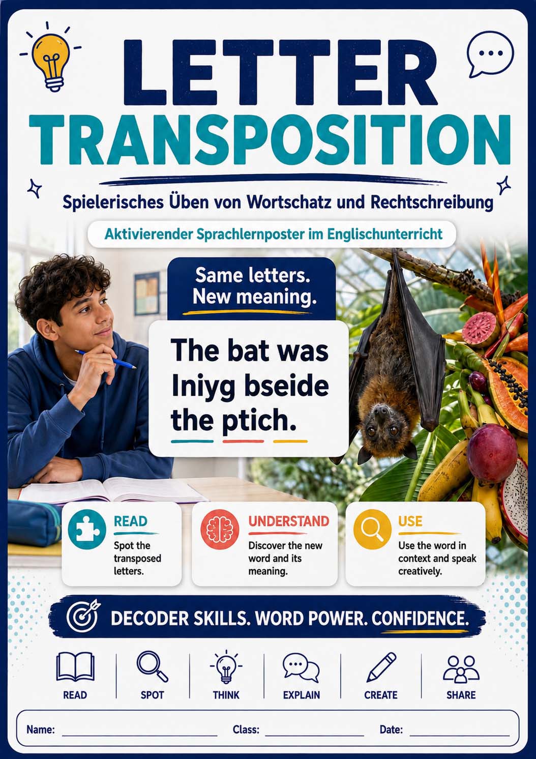 Englisch - aktivierende Sprachlernposter - Letter Transposition