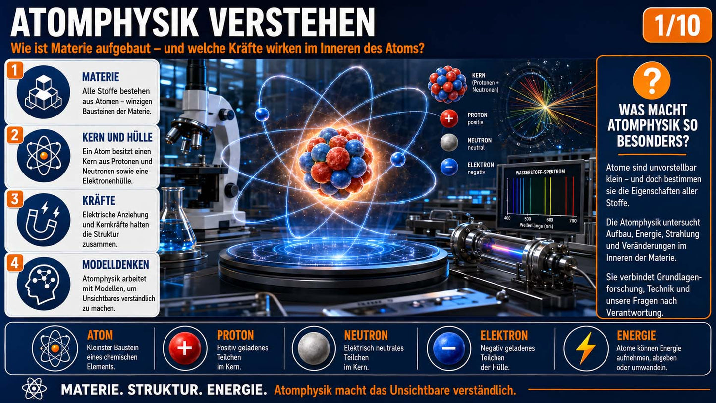 Physik - Lernposter Atomphysik, Raketen und Science Fiction
