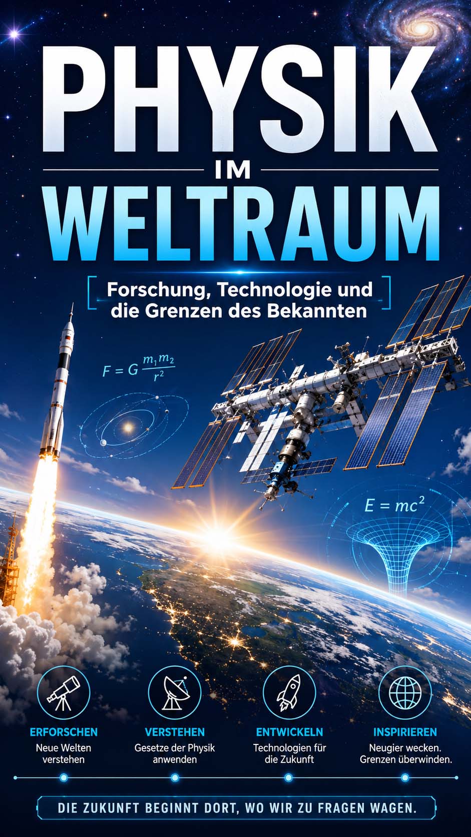Physik - Lernposter Atomphysik, Raketen und Science Fiction