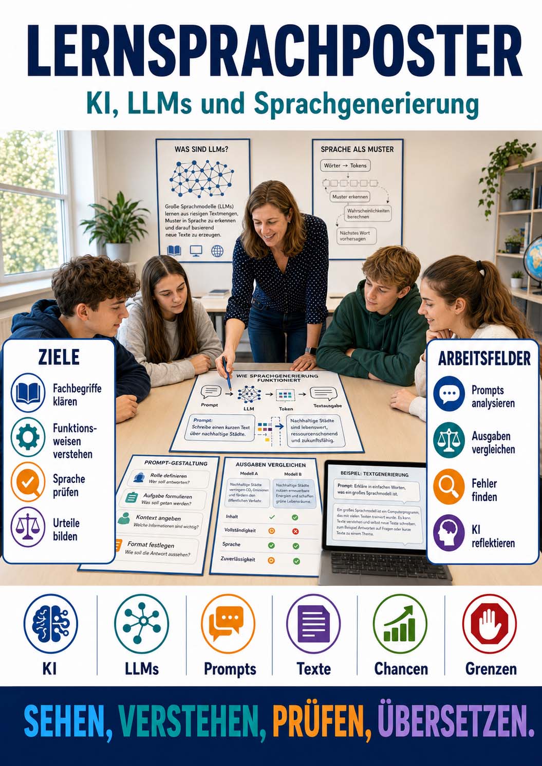 Sprachlernposter Latein - KI, LLMs und Sprachproduktion