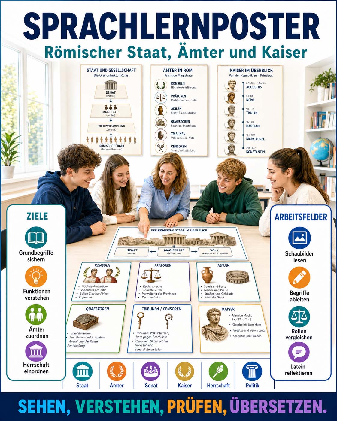 Sprachlernposter Latein - Res Publica, Verfassung, Ämter und Kaiser