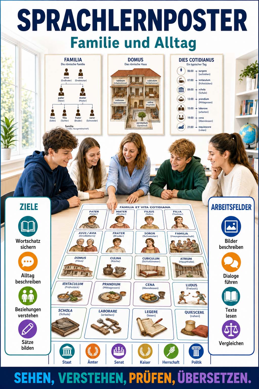 Sprachlernposter Latein - Familie, Kinder und Sklaven