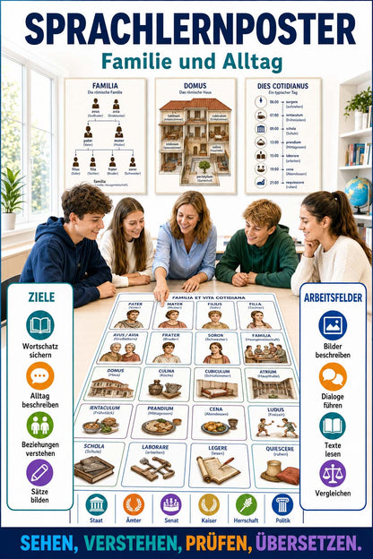 Sprachlernposter Latein - Familie, Kinder und Sklaven
