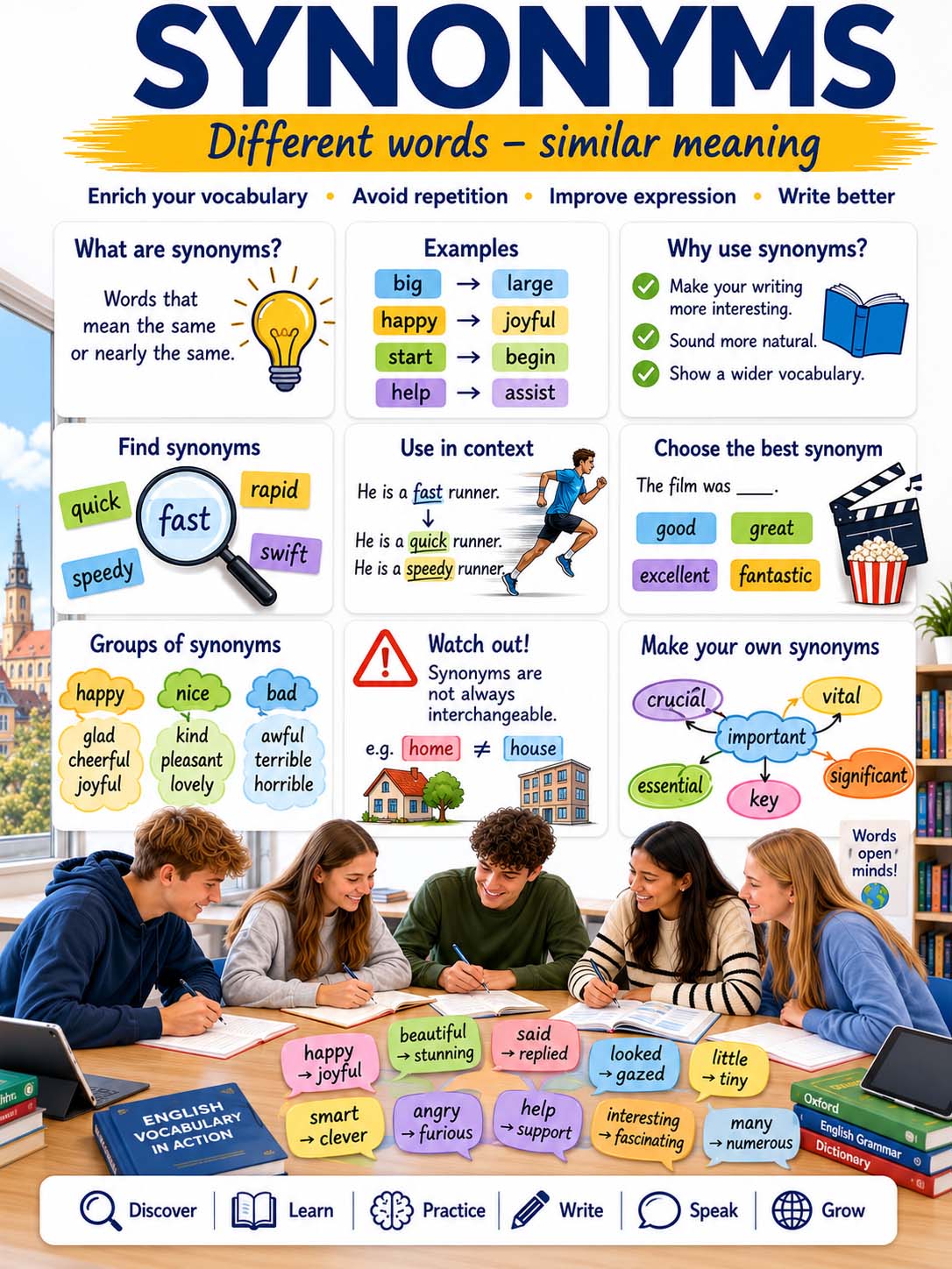 Englisch - Lernposter Synonyme