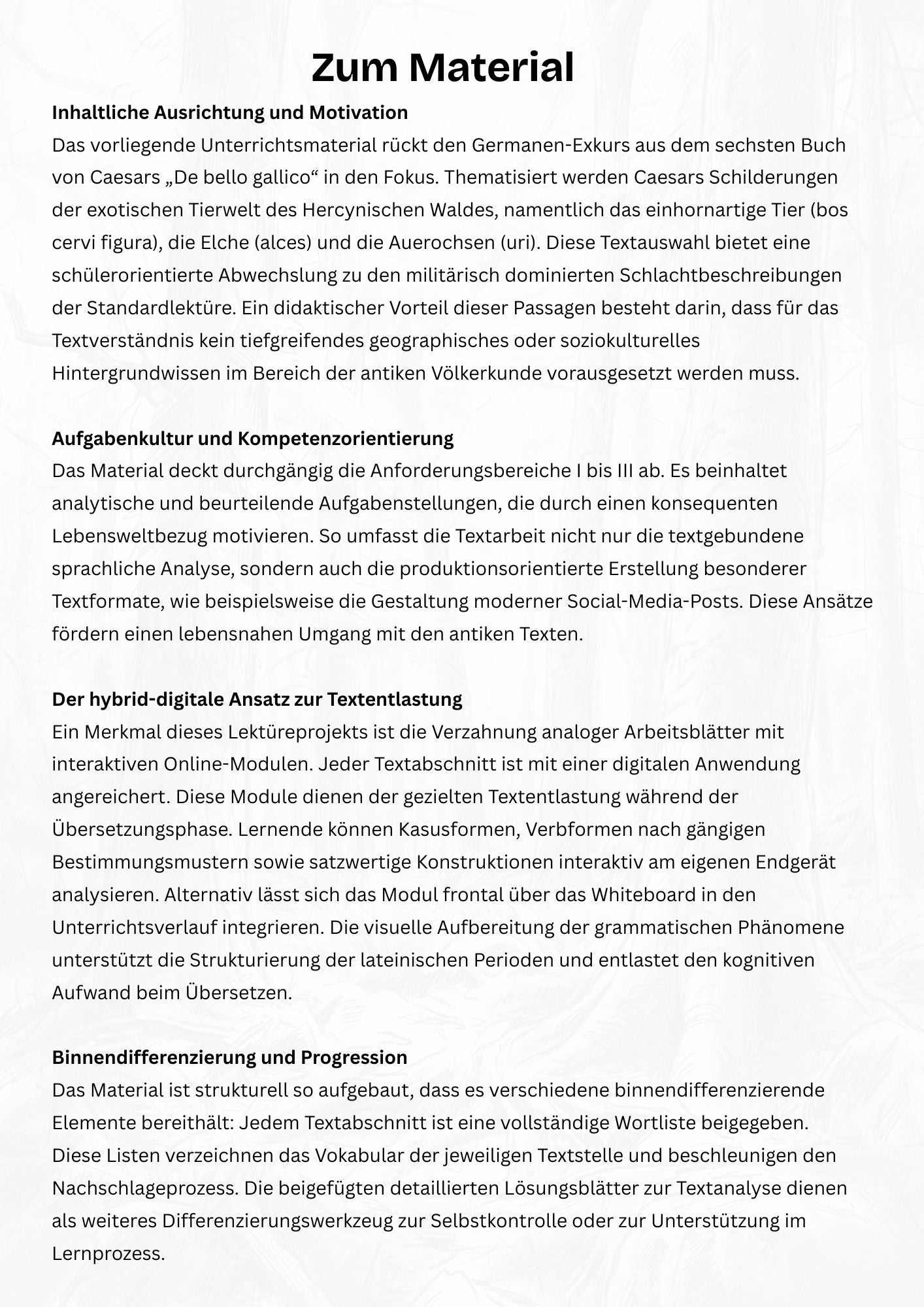 Cäsar im hercynischen Wald (Germanen-Exkurs hybrid-digital)