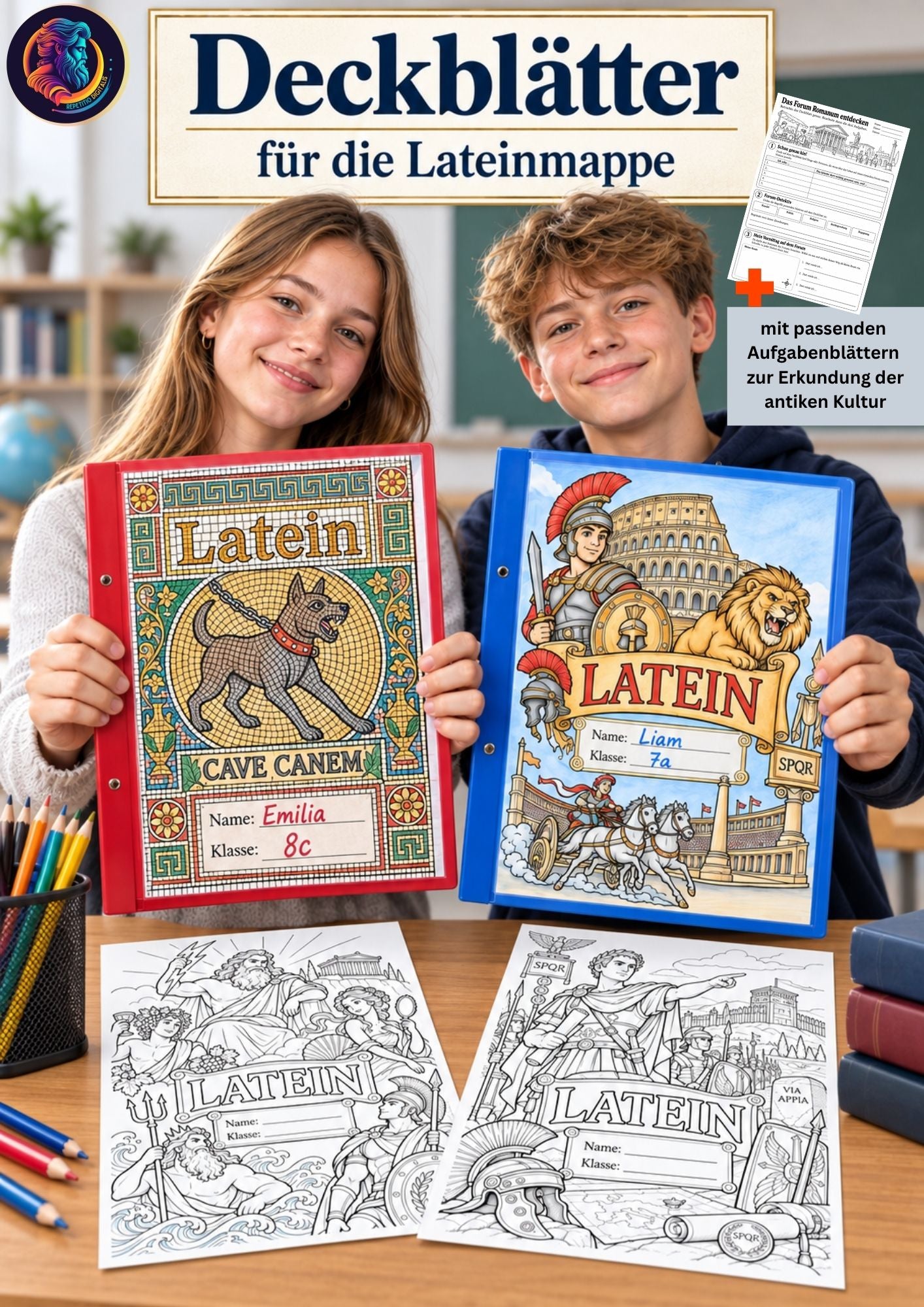 Deckblätter für den Lateinunterricht (Lateinmappe und Ordner)