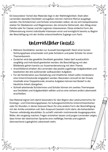 Deckblätter für den Lateinunterricht (Lateinmappe und Ordner)