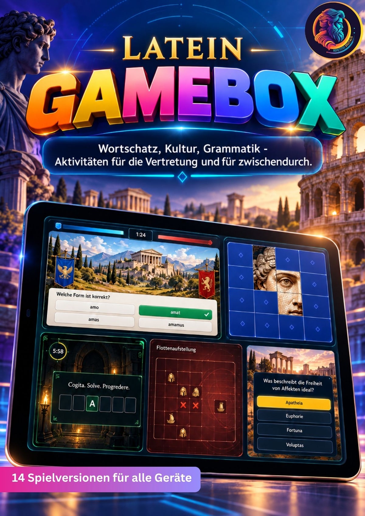 Latein Gamebox - digitale Vertretungsaktivitäten