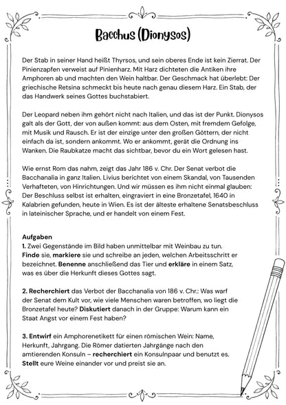 Malvorlagen: Götter im Lateinunterricht