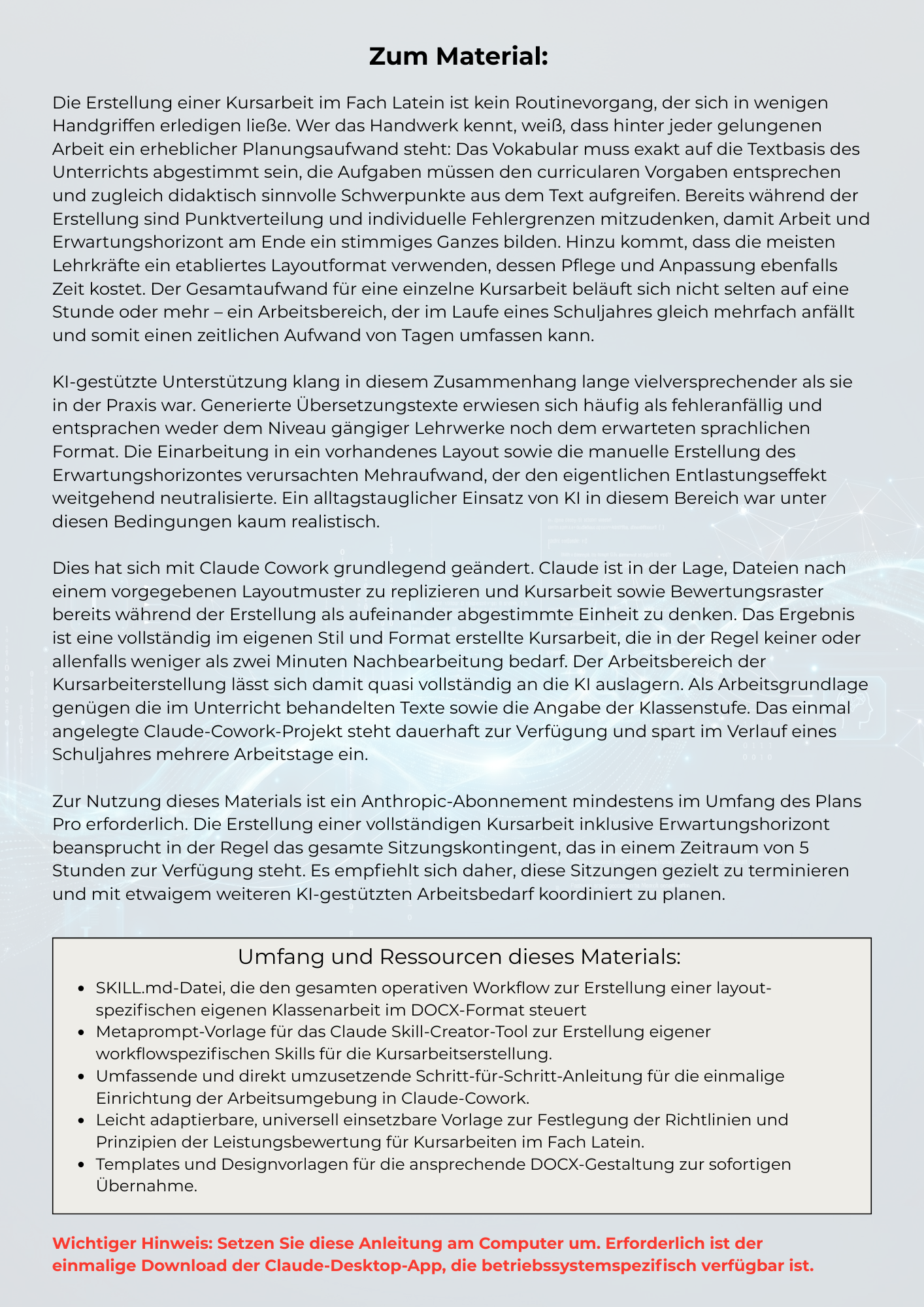 Kursarbeiten professionell automatisiert erstellen mit KI
