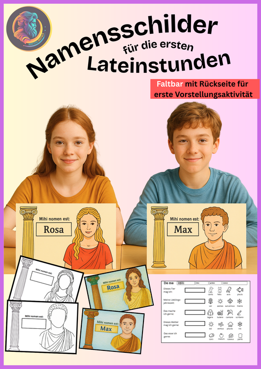 Namensschilder für die ersten Lateinstunden