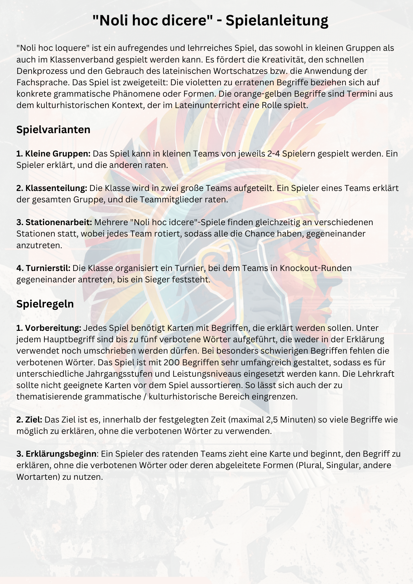 Noli hoc dicere! - Das Rate- und Erklärspiel für den Lateinunterricht