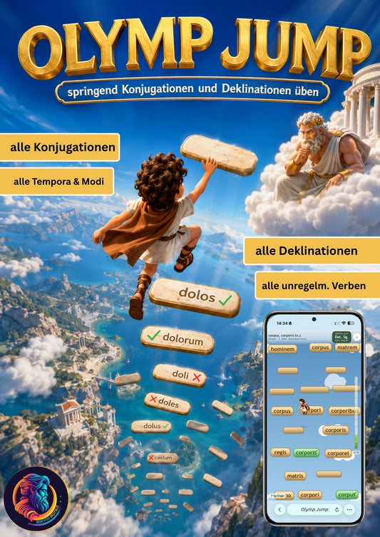 Olymp Jump - Konjugationen und Deklinationen springend lernen