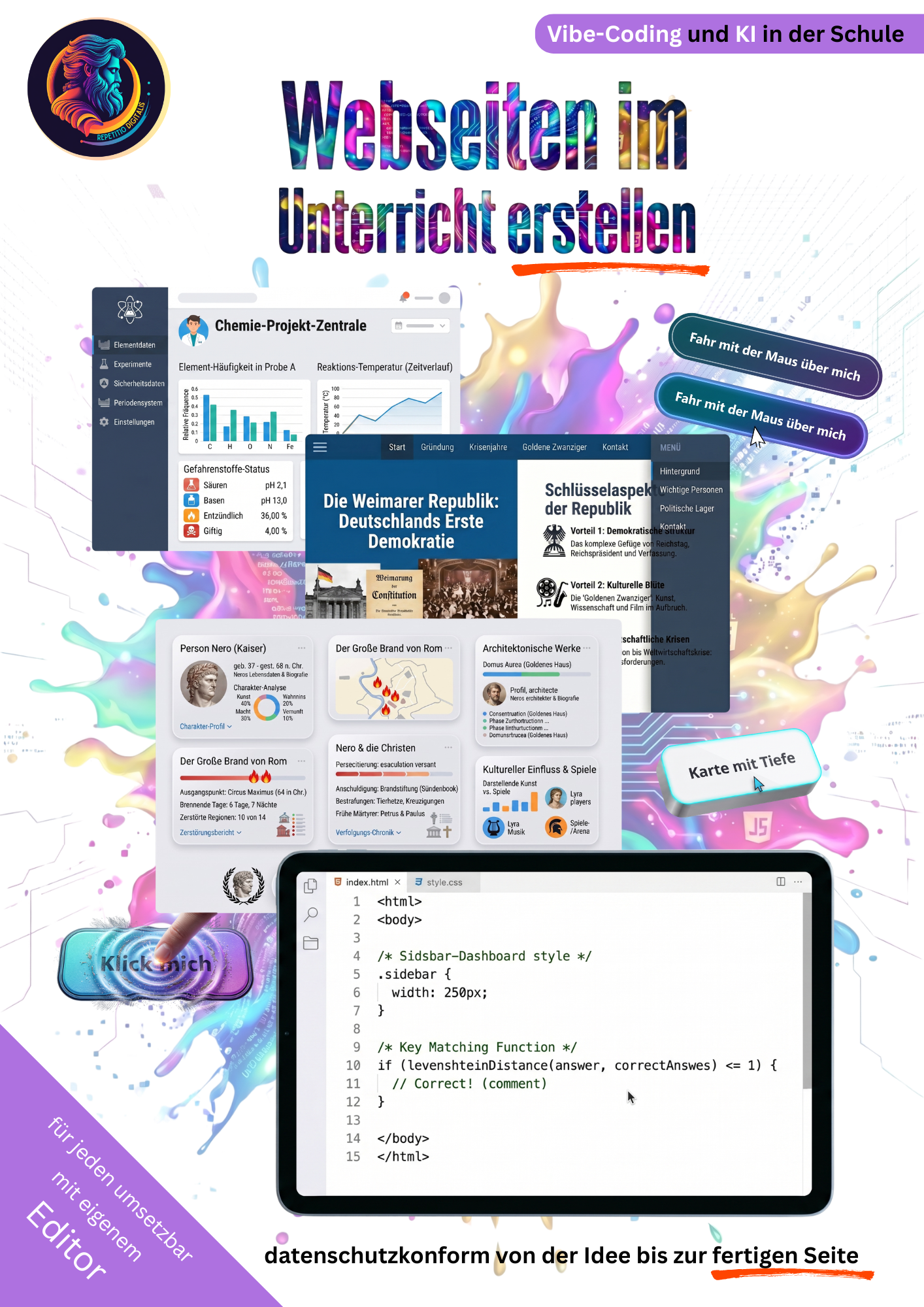 Webseiten im Unterricht bauen (Vibe-Coding und KI)