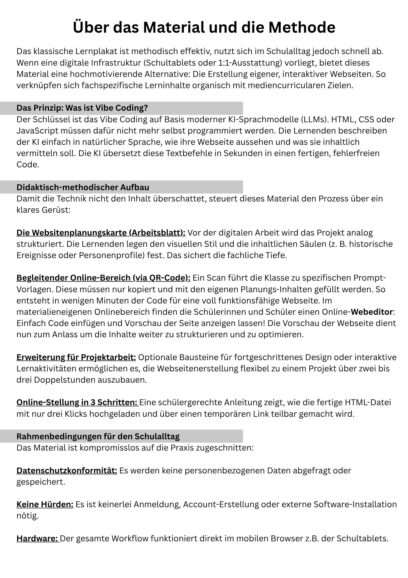 Webseiten im Unterricht bauen (Vibe-Coding und KI)