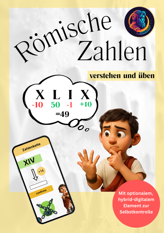 Römische Zahlen üben (hybrid-digitale Arbeitsblätter)